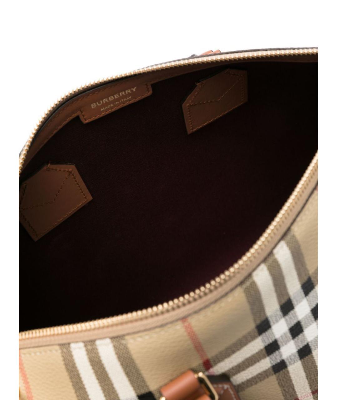 BURBERRY Бежевая кожаная сумка с короткими ручками, фото 4