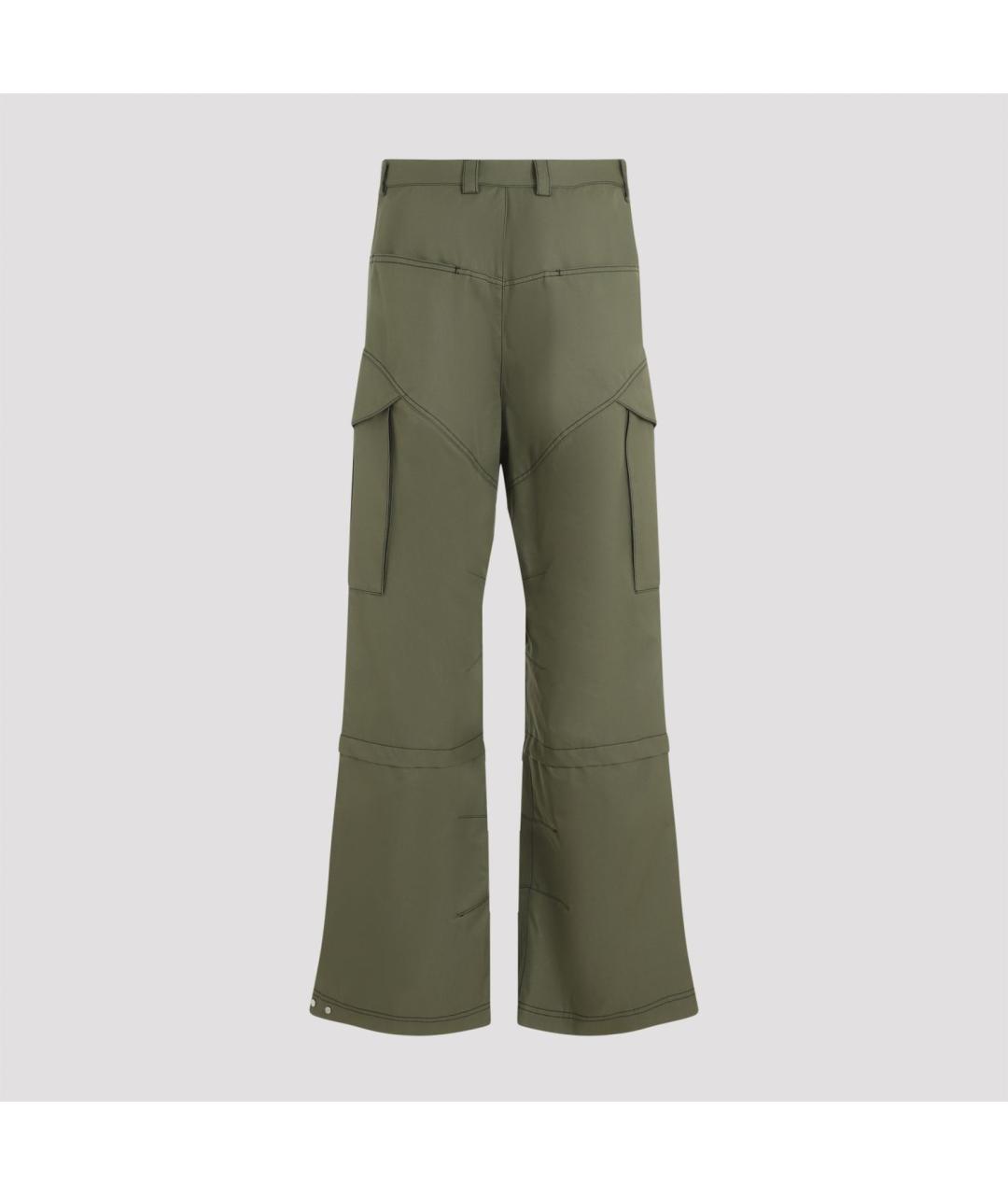 OFF-WHITE Зеленые хлопковые повседневные брюки, фото 2