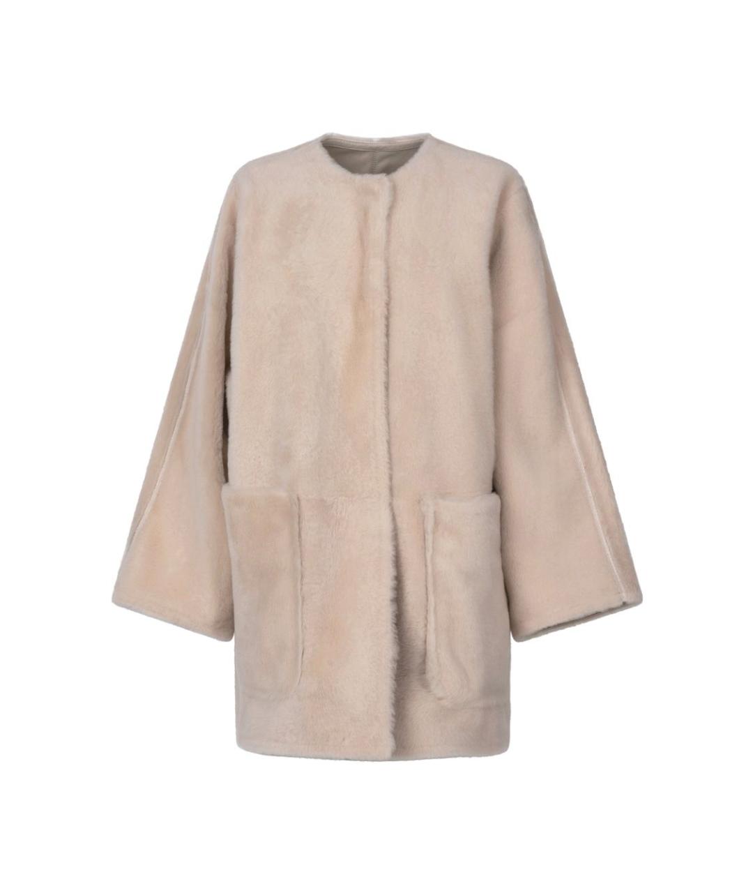 MAX MARA Бежевая меховая дубленка, фото 1