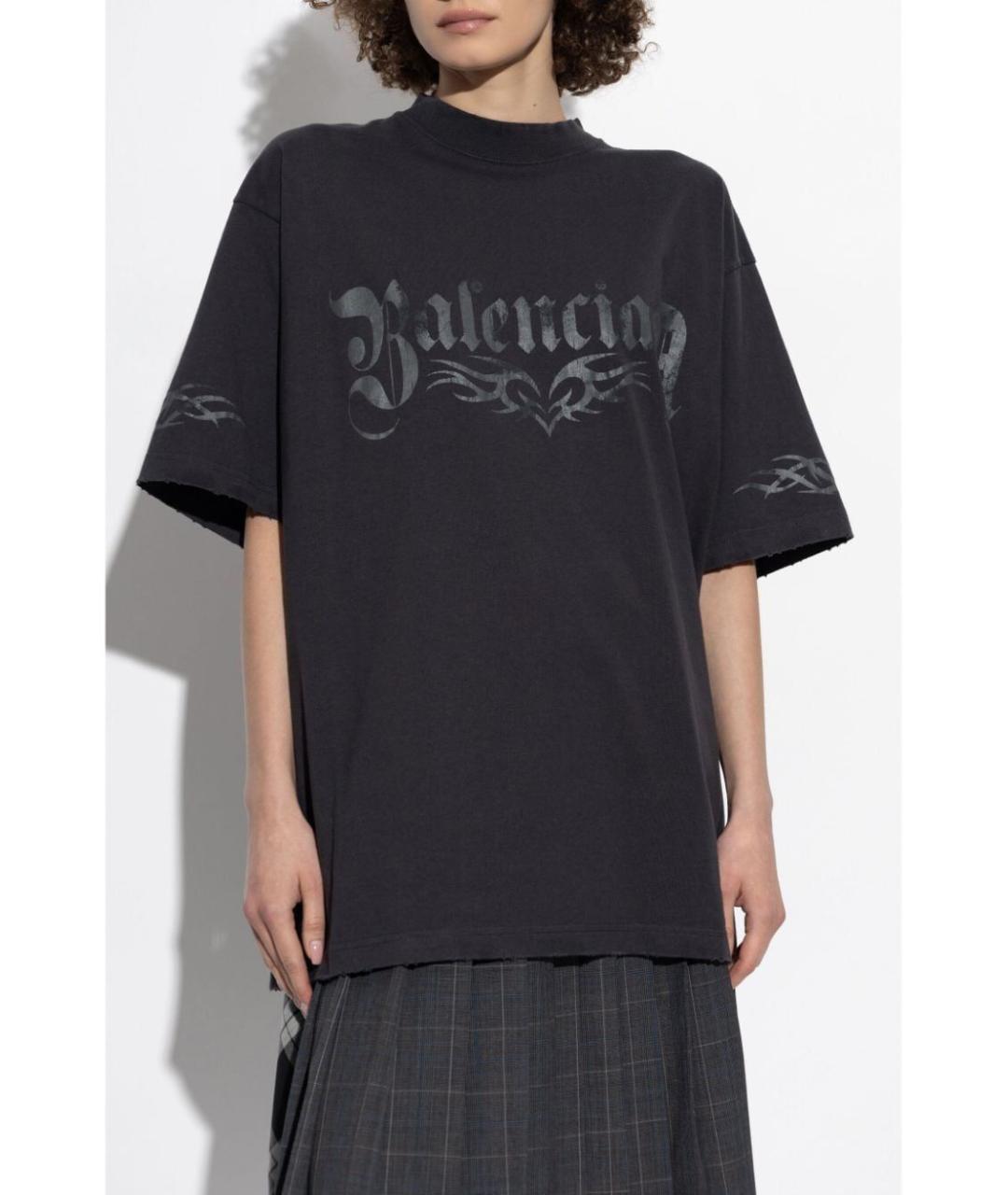 BALENCIAGA Антрацитовая хлопковая футболка, фото 2