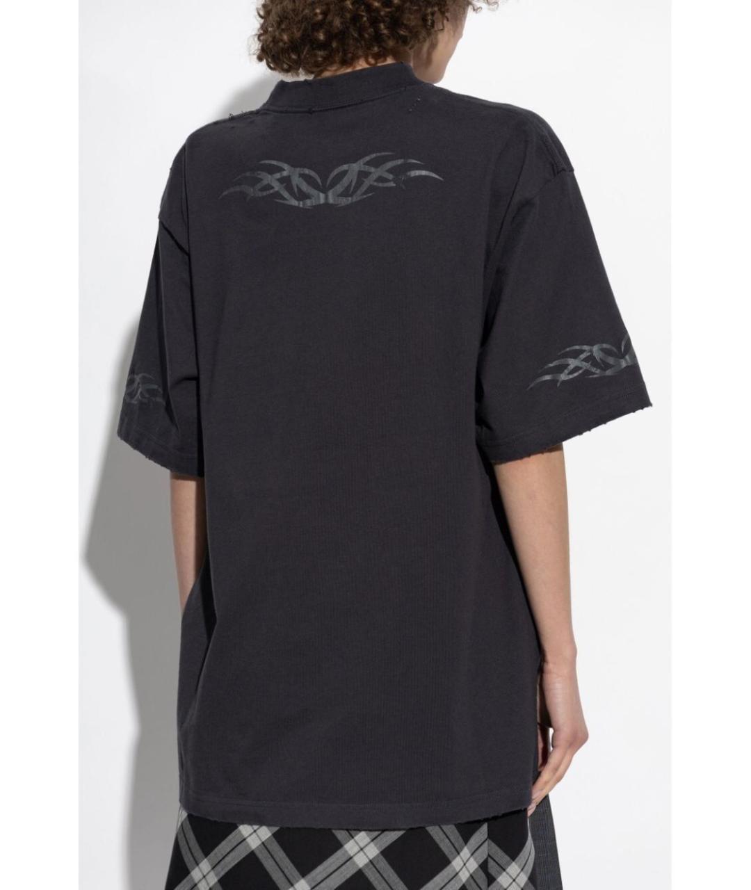 BALENCIAGA Антрацитовая хлопковая футболка, фото 4