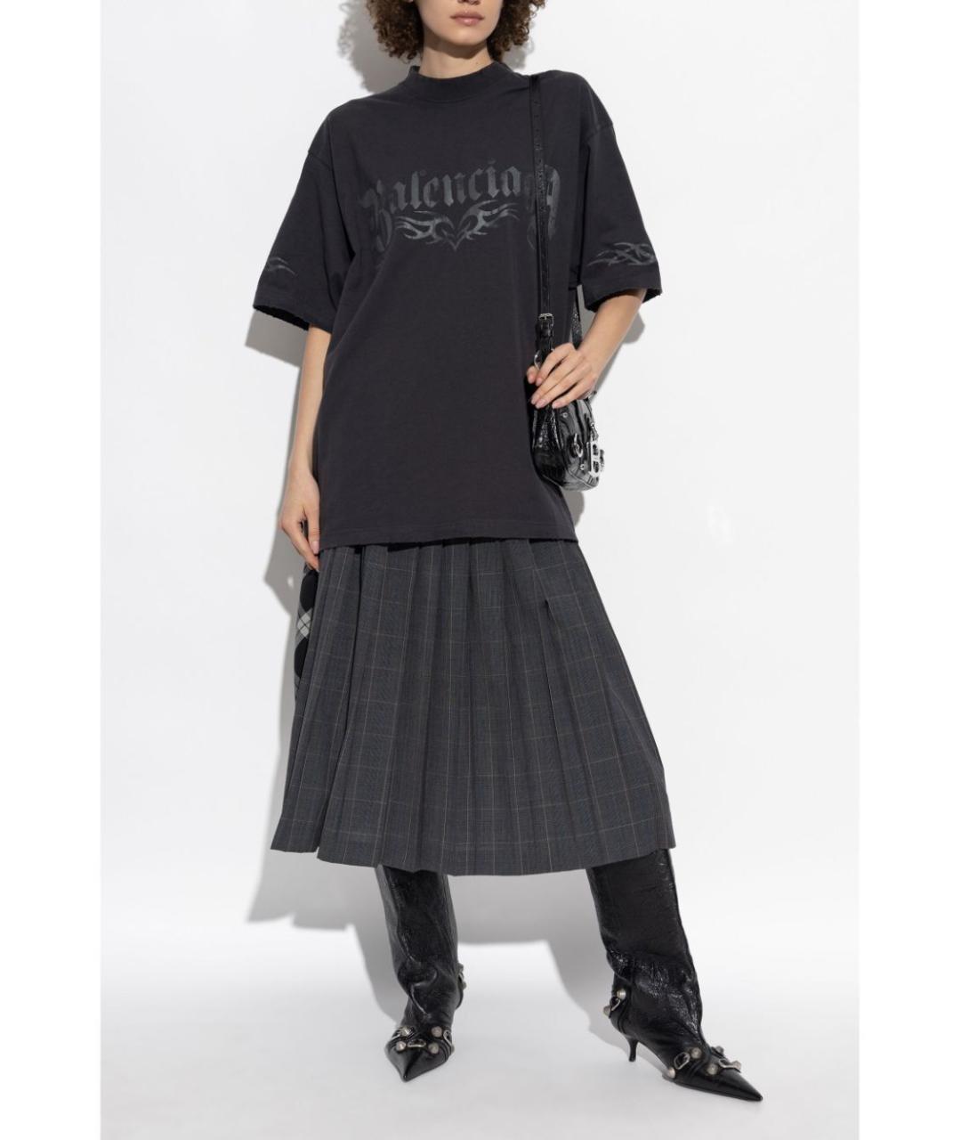 BALENCIAGA Антрацитовая хлопковая футболка, фото 3