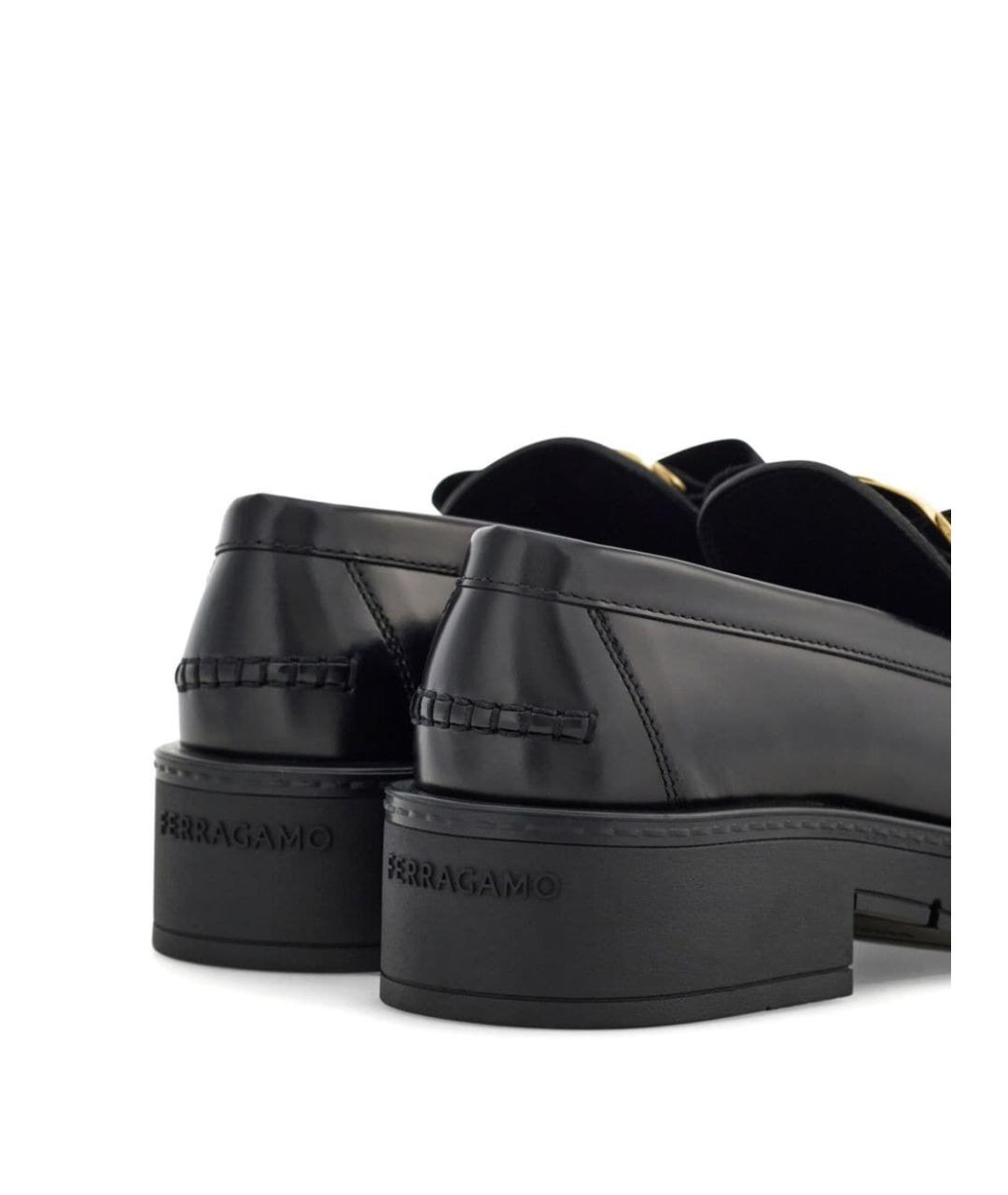 FERRAGAMO Черные кожаные лоферы, фото 5