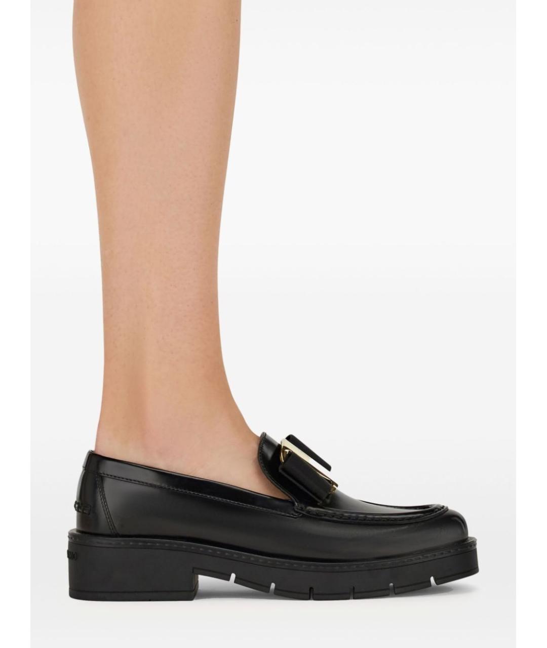 FERRAGAMO Черные кожаные лоферы, фото 3