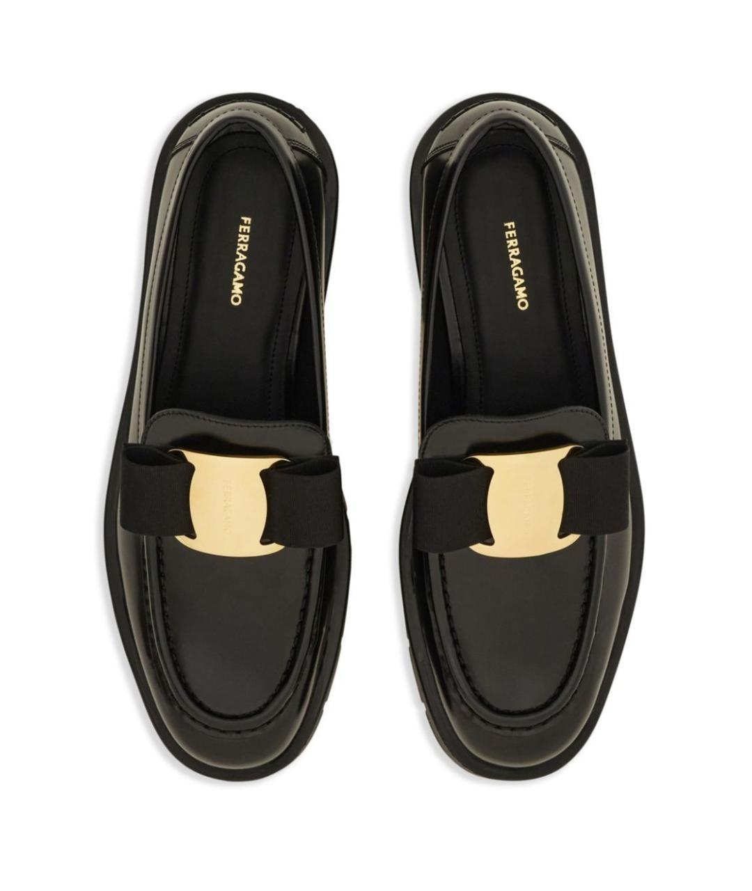 FERRAGAMO Черные кожаные лоферы, фото 2