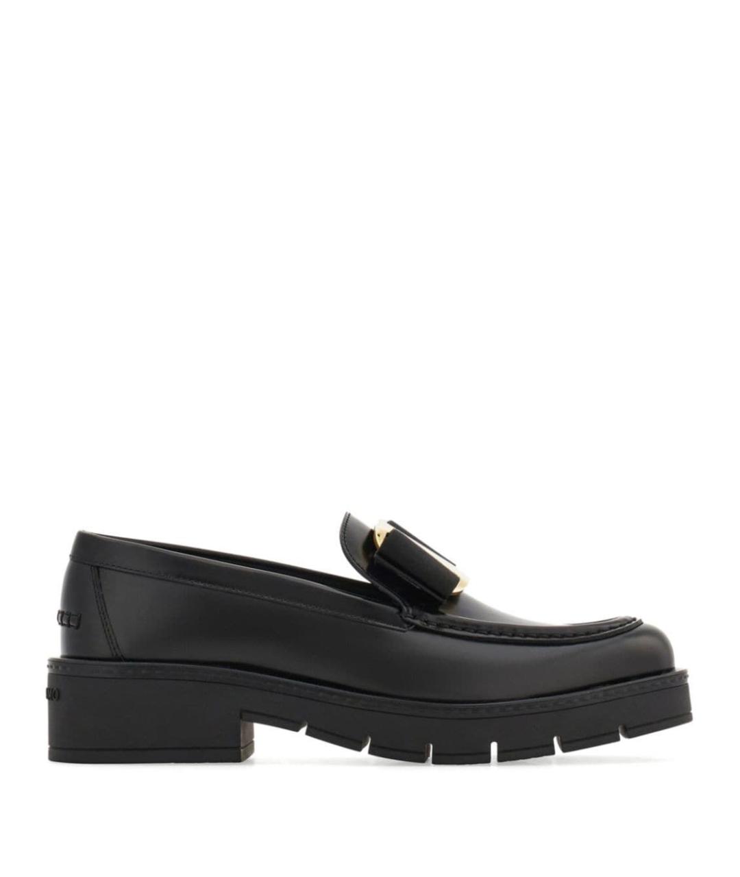 FERRAGAMO Черные кожаные лоферы, фото 1