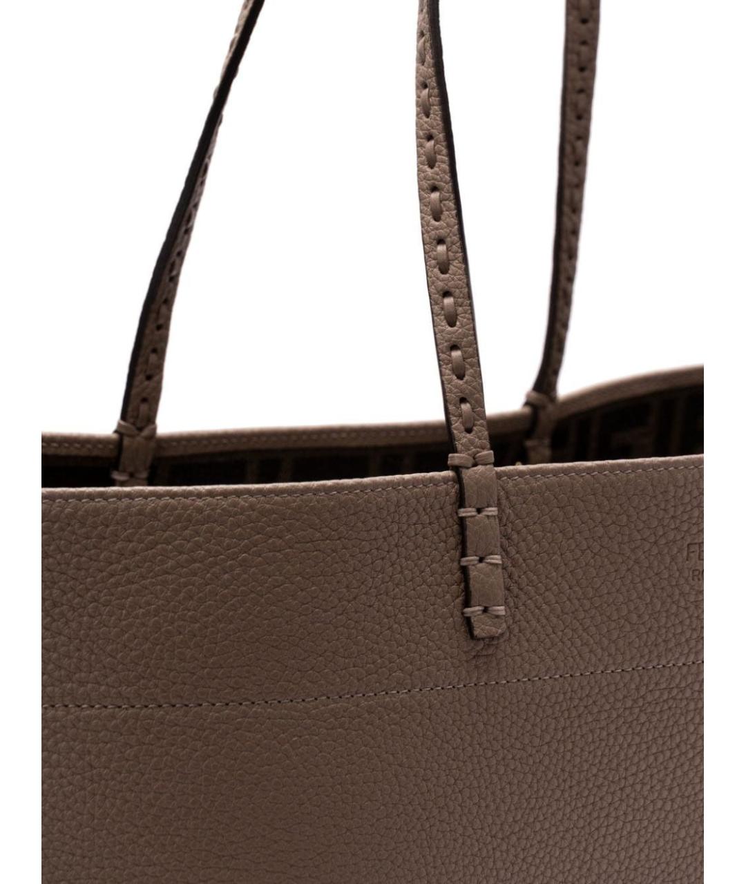 FENDI Коричневая кожаная сумка тоут, фото 4