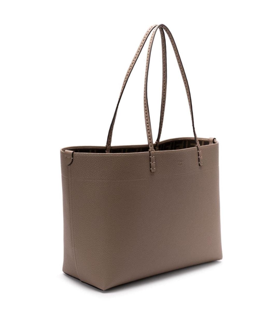 FENDI Коричневая кожаная сумка тоут, фото 3
