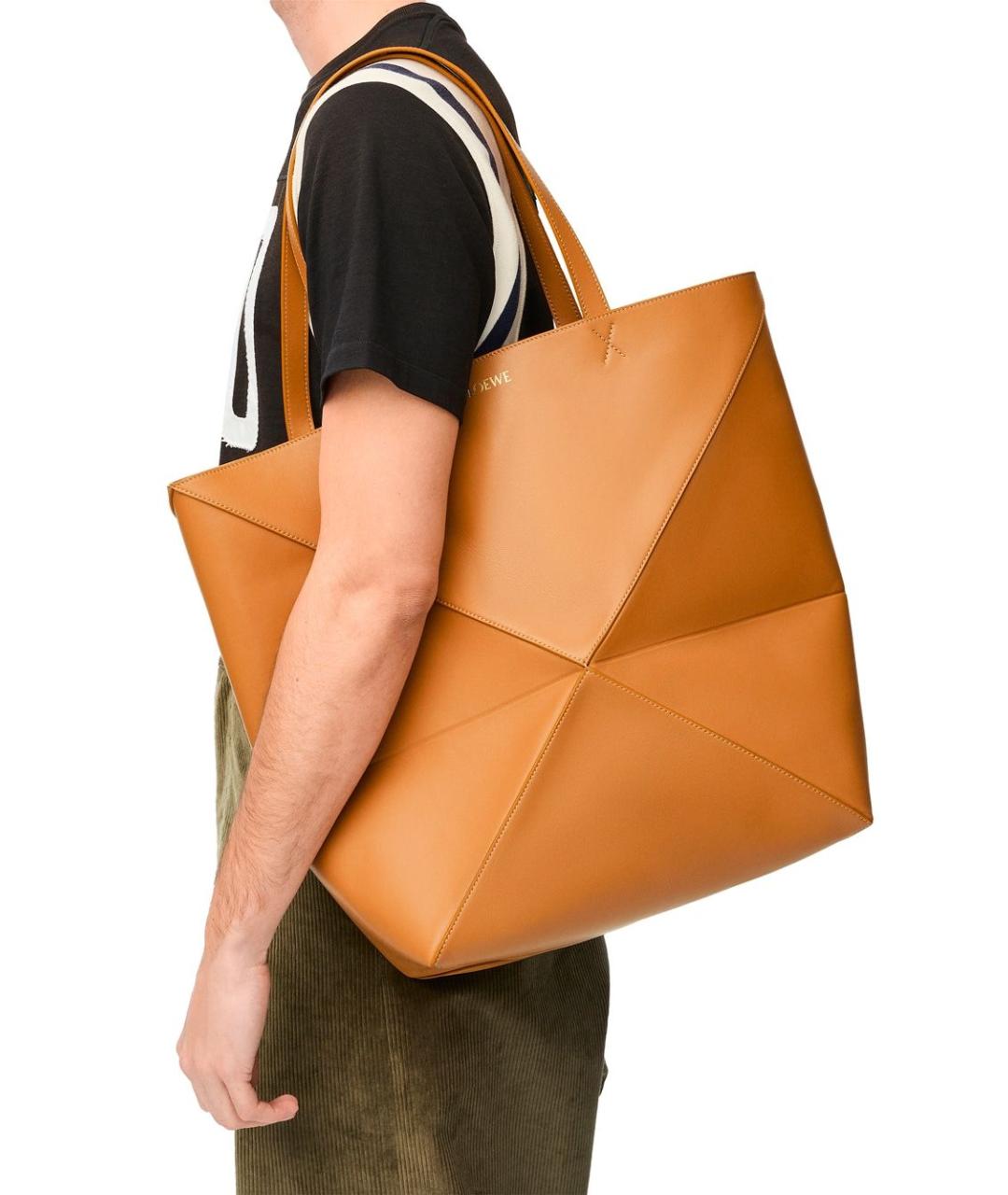LOEWE Бежевая кожаная сумка тоут, фото 5