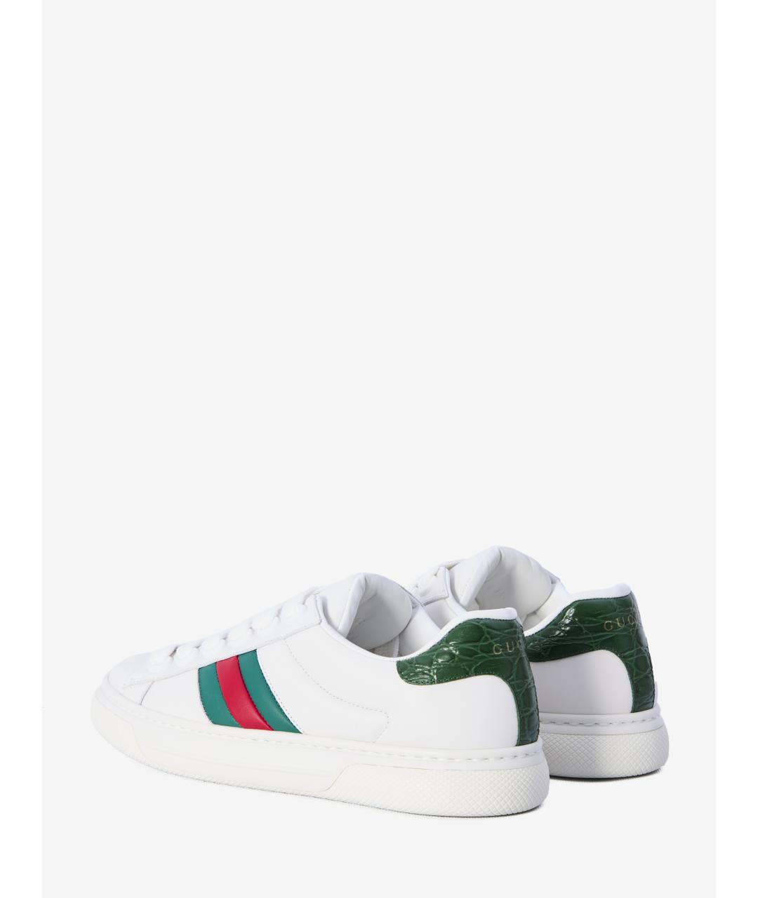 GUCCI Белые кожаные кеды, фото 4