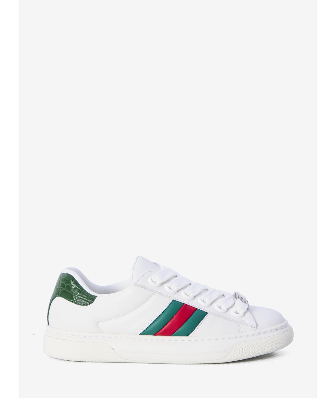 GUCCI Белые кожаные кеды, фото 5