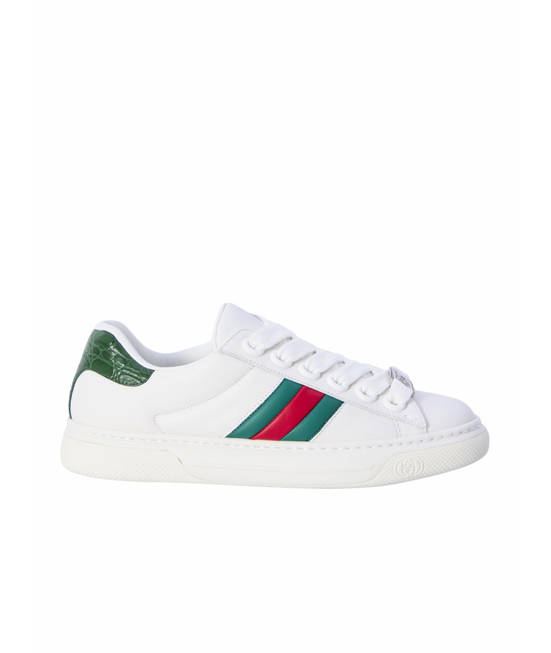GUCCI Белые кожаные кеды, фото 1