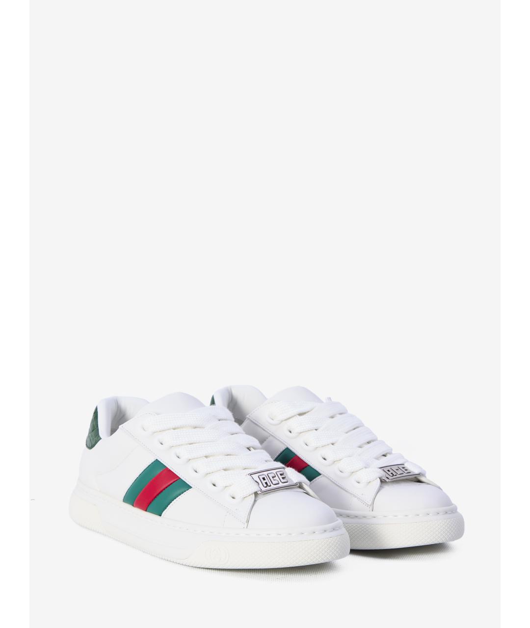 GUCCI Белые кожаные кеды, фото 2