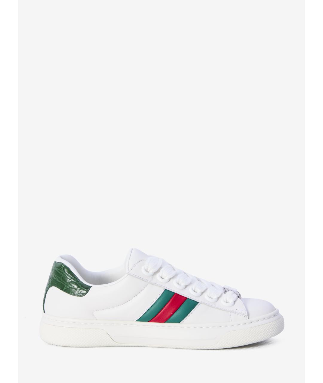 GUCCI Белые кожаные кеды, фото 3