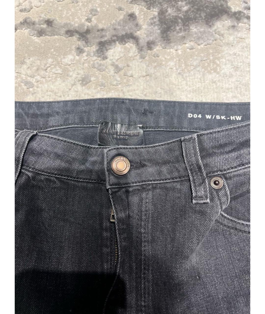 SAINT LAURENT Антрацитовые хлопковые джинсы слим, фото 4