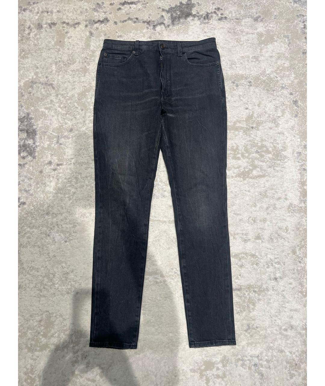 SAINT LAURENT Антрацитовые хлопковые джинсы слим, фото 7