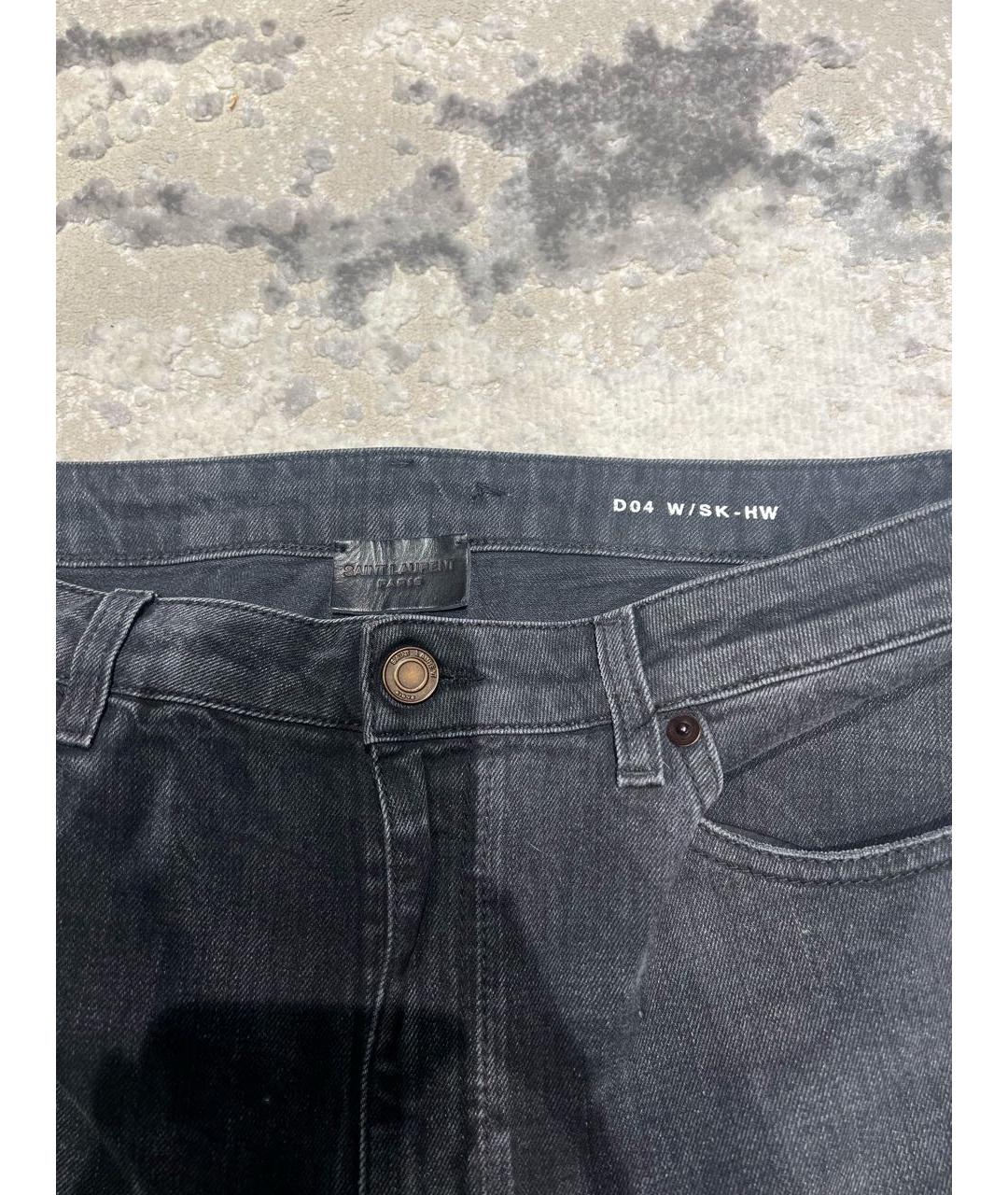 SAINT LAURENT Антрацитовые хлопковые джинсы слим, фото 3