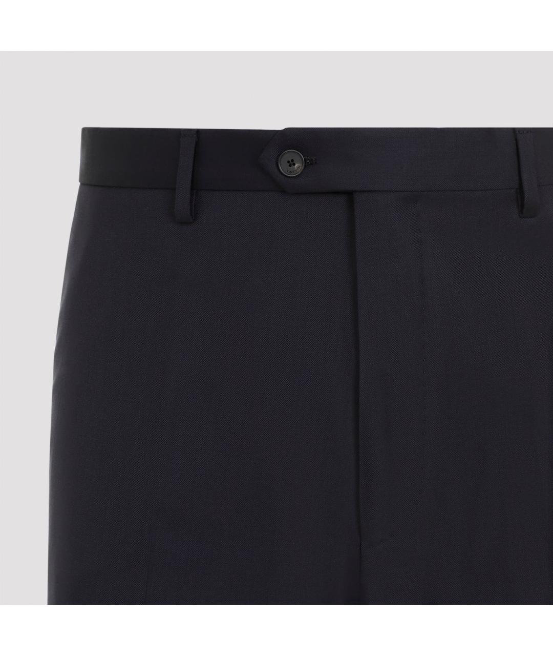 LANVIN Темно-синие шерстяные повседневные брюки, фото 4