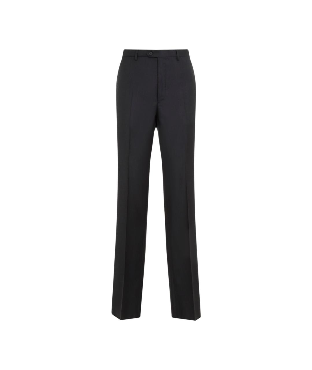 LANVIN Антрацитовые шерстяные повседневные брюки, фото 1