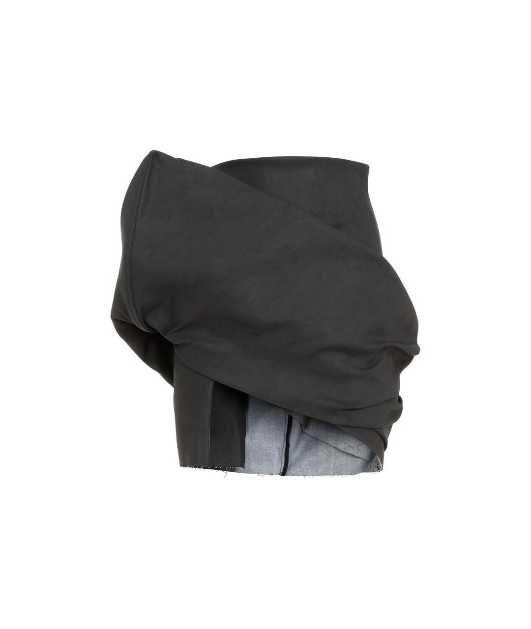 RICK OWENS Черная хлопковая юбка мини, фото 1