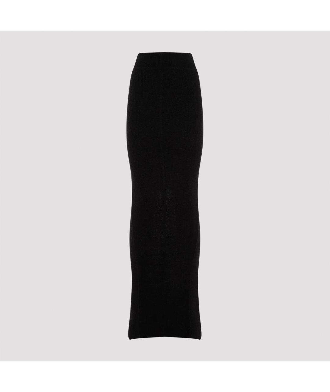RICK OWENS Черная шерстяная юбка миди, фото 2