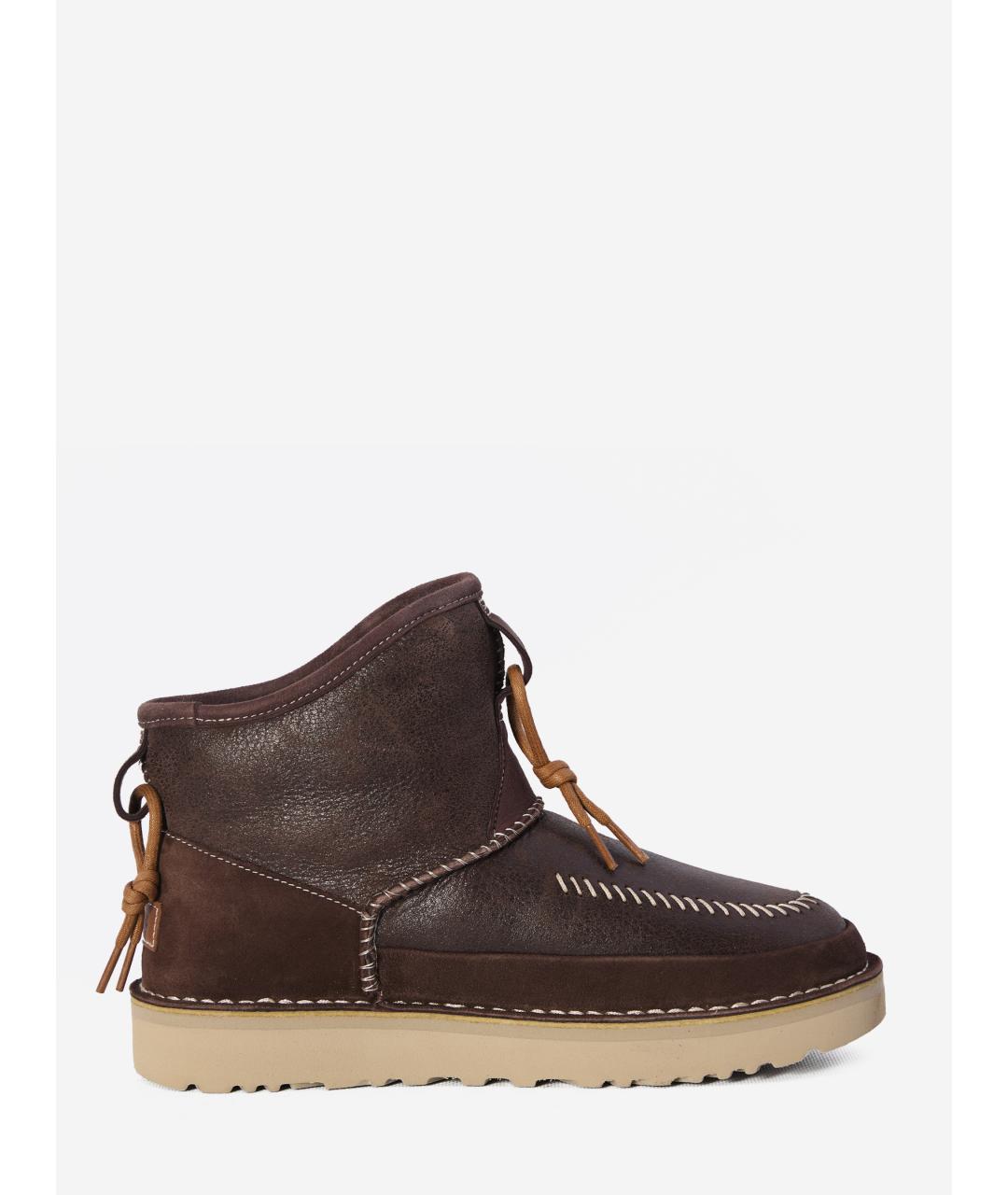 UGG AUSTRALIA Коричневые кожаные низкие ботинки, фото 3