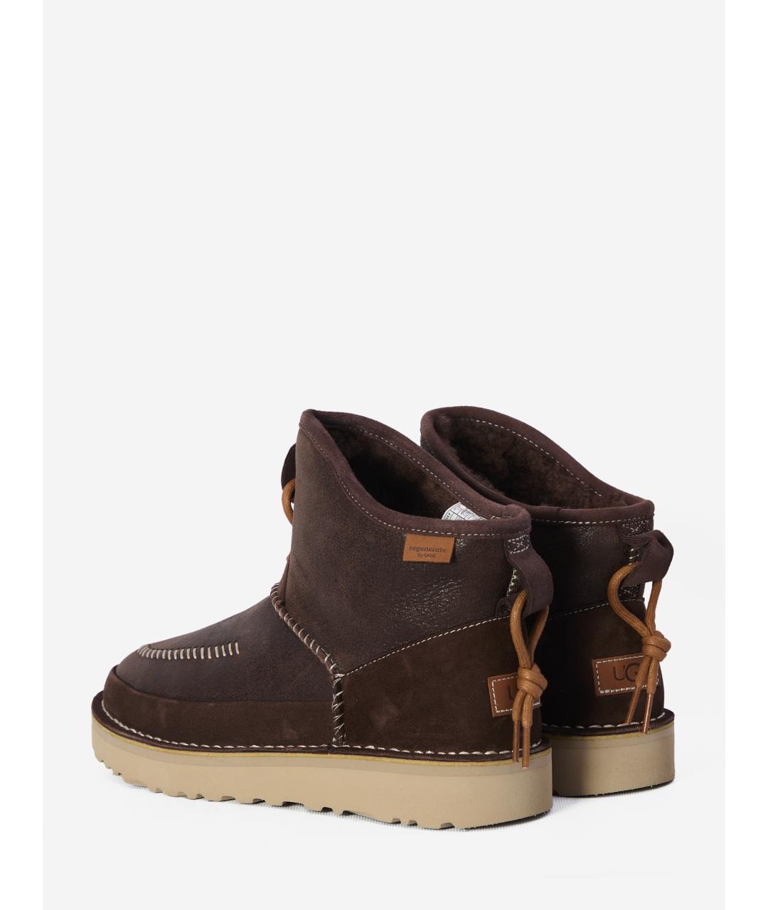 UGG AUSTRALIA Коричневые кожаные низкие ботинки, фото 4
