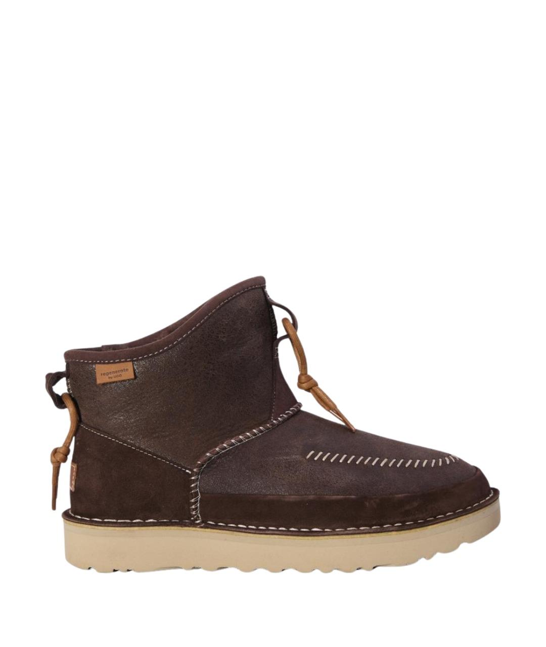 UGG AUSTRALIA Коричневые кожаные низкие ботинки, фото 1