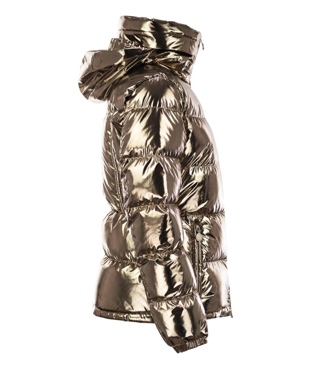 MONCLER Золотой полиамидовый пуховик, фото 3