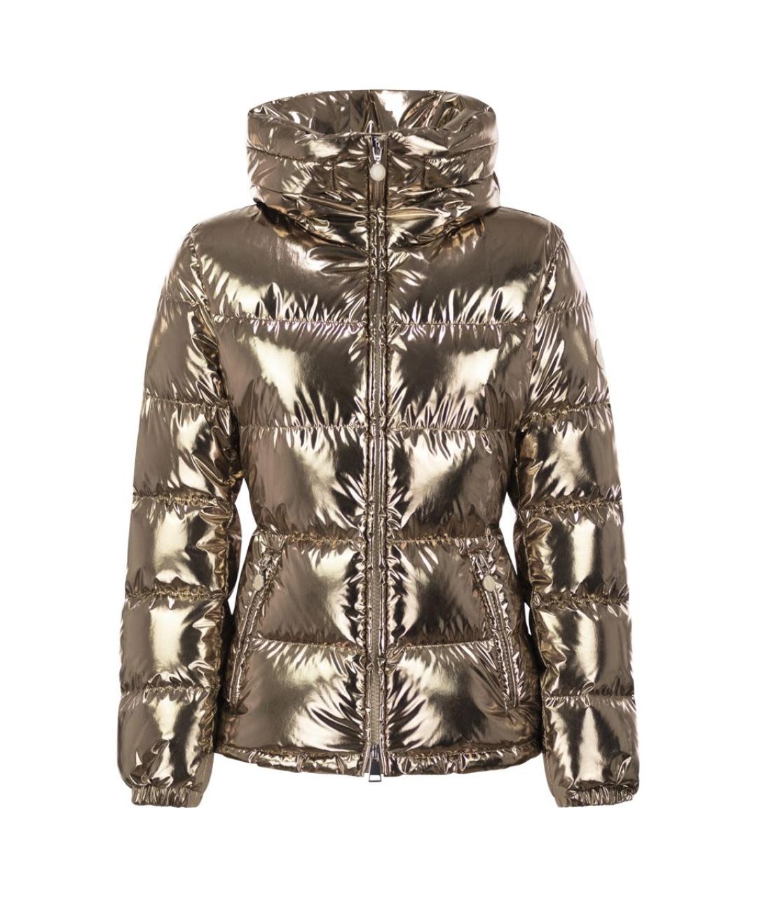 MONCLER Золотой полиамидовый пуховик, фото 1