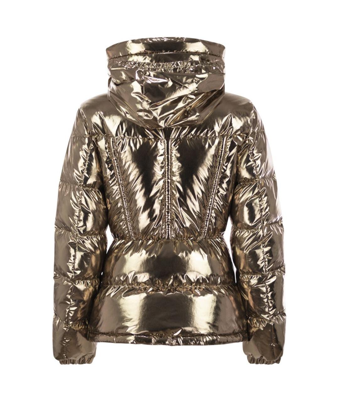 MONCLER Золотой полиамидовый пуховик, фото 2