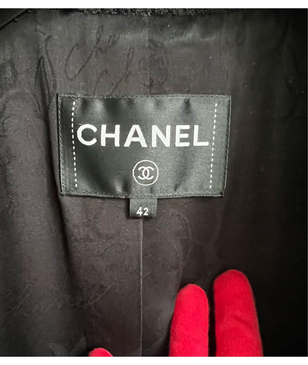 CHANEL Черный твидовый жакет/пиджак, фото 6