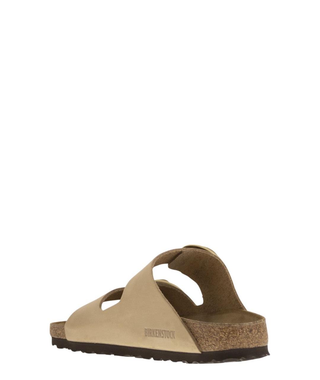 BIRKENSTOCK Бежевые кожаные шлепанцы, фото 3