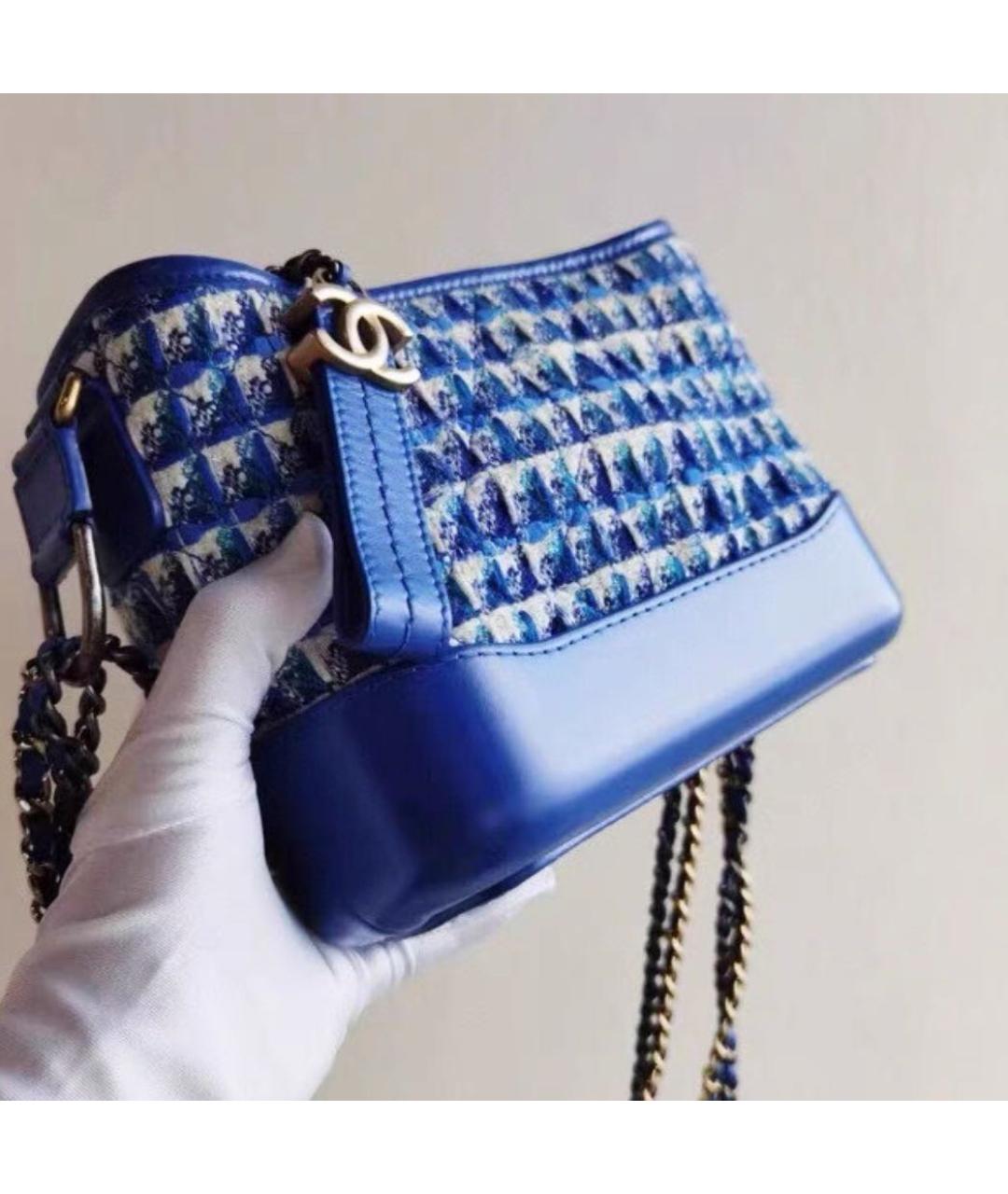 CHANEL Синяя твидовая сумка через плечо, фото 4