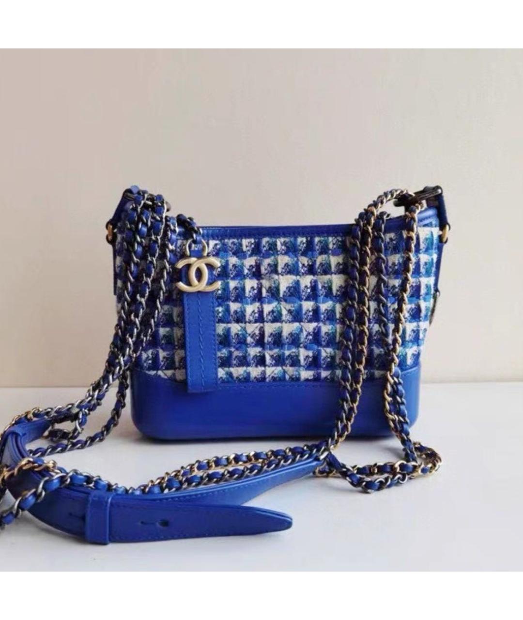 CHANEL Синяя твидовая сумка через плечо, фото 2