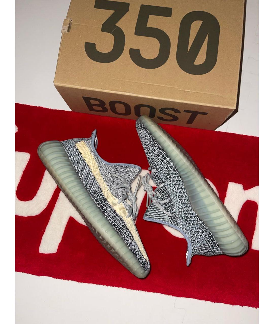 ADIDAS YEEZY Голубые текстильные низкие кроссовки / кеды, фото 4