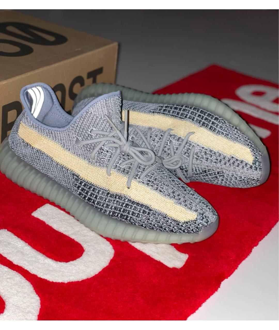 ADIDAS YEEZY Голубые текстильные низкие кроссовки / кеды, фото 3