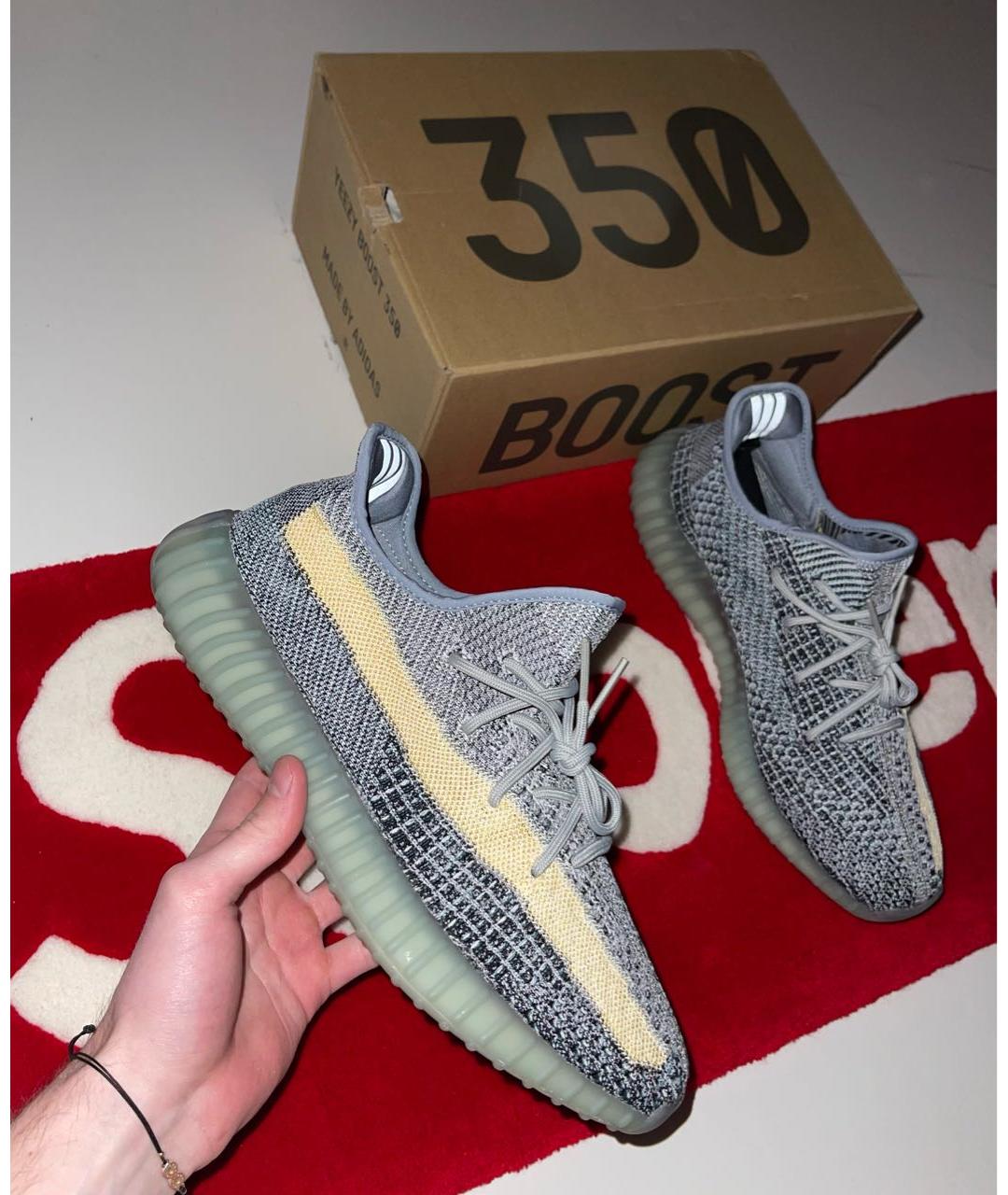 ADIDAS YEEZY Голубые текстильные низкие кроссовки / кеды, фото 2