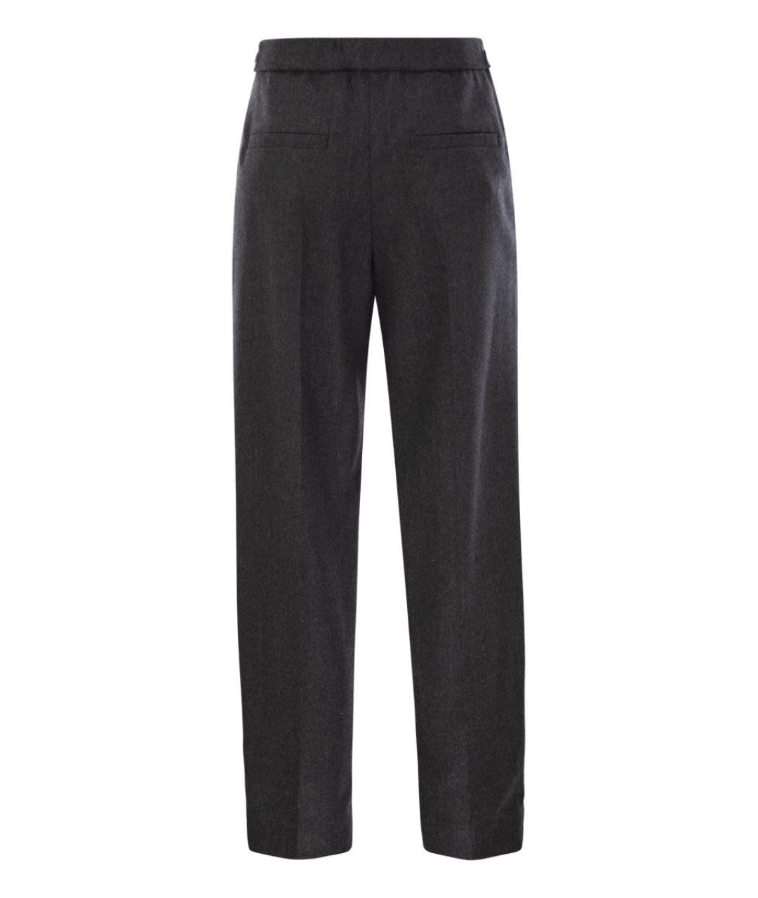 BRUNELLO CUCINELLI Антрацитовые шерстяные прямые брюки, фото 2