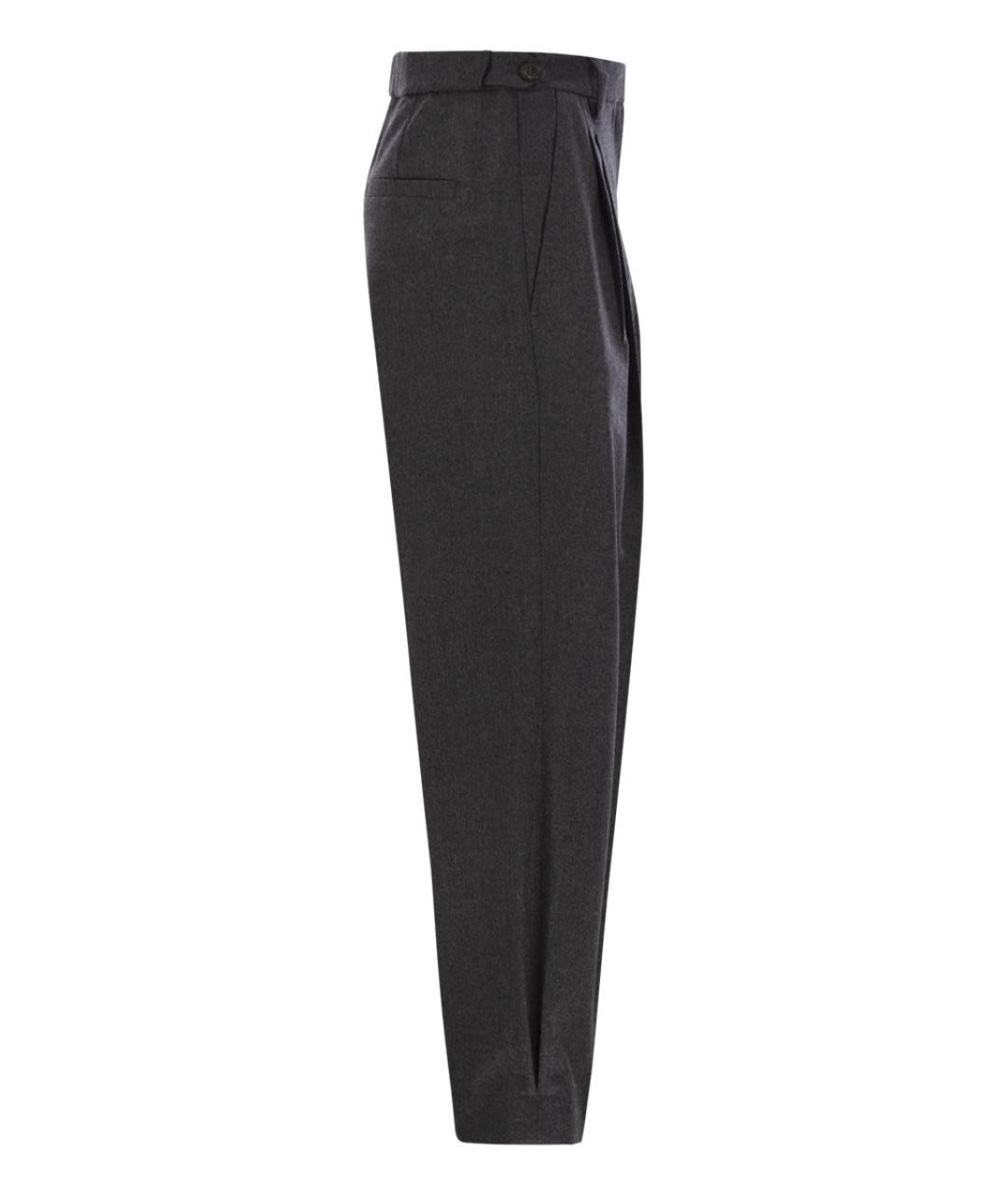 BRUNELLO CUCINELLI Антрацитовые шерстяные прямые брюки, фото 3