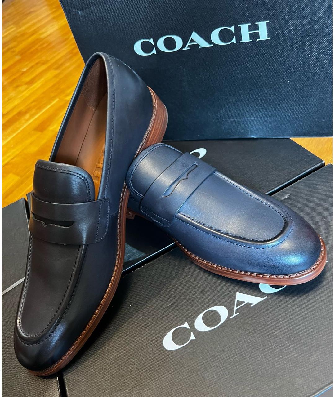 COACH Темно-синие кожаные лоферы, фото 4