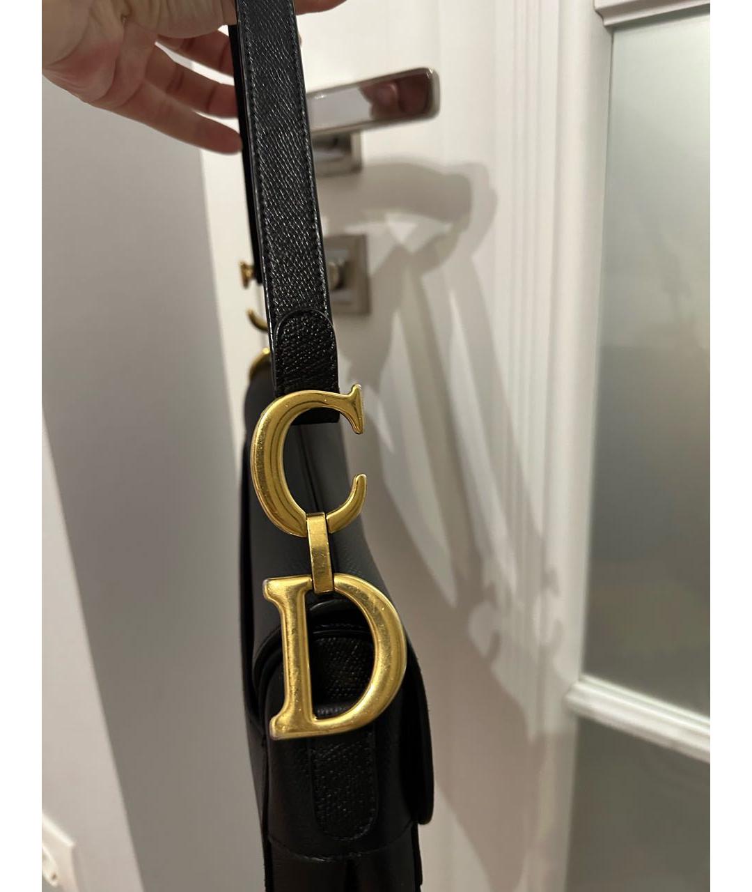 CHRISTIAN DIOR Черная кожаная сумка с короткими ручками, фото 5