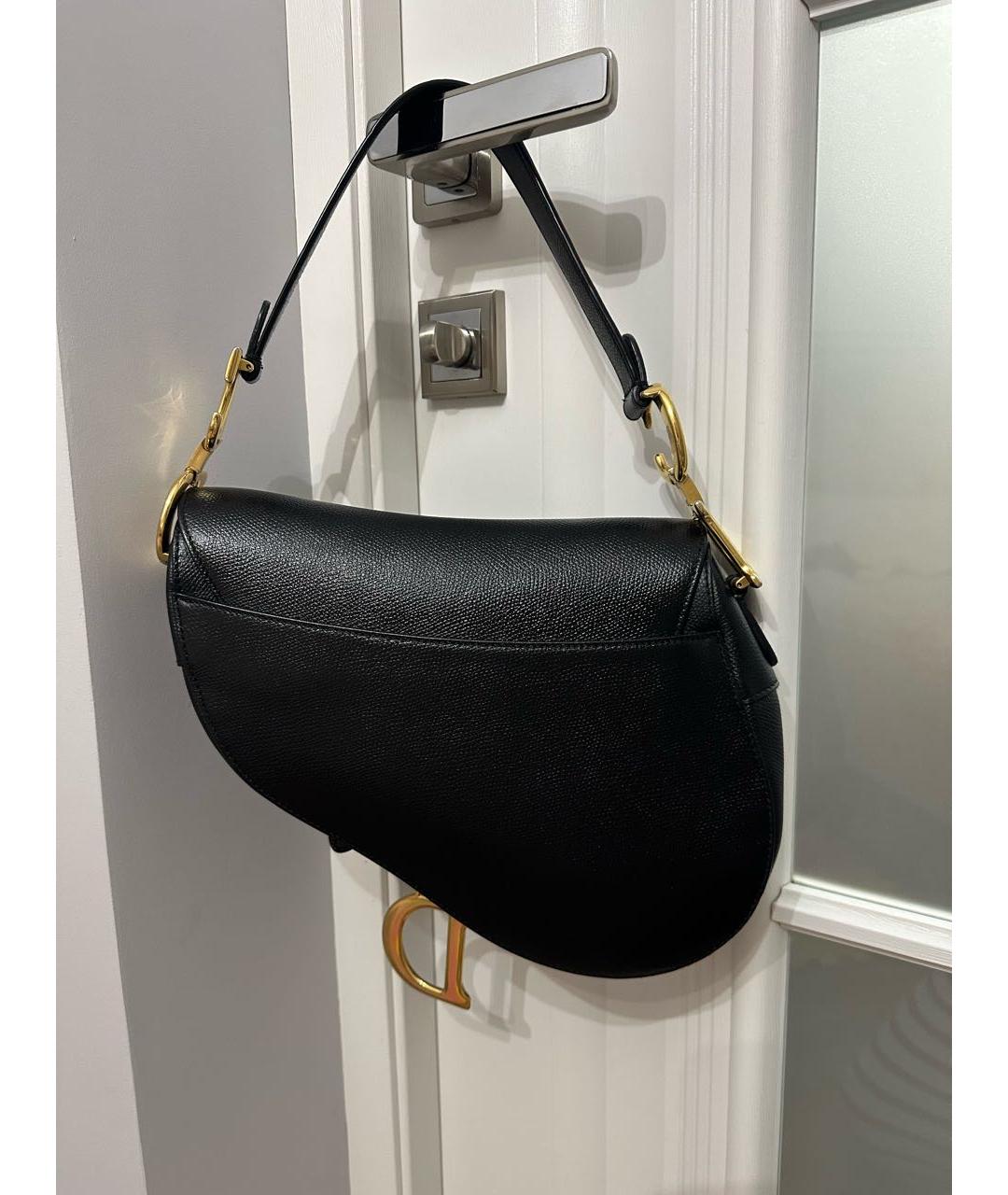CHRISTIAN DIOR Черная кожаная сумка с короткими ручками, фото 4