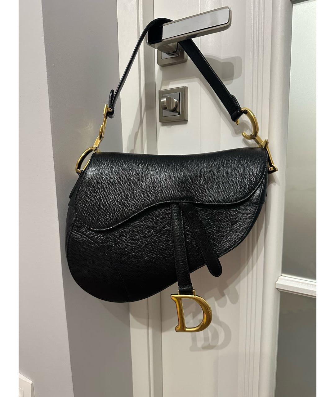 CHRISTIAN DIOR Черная кожаная сумка с короткими ручками, фото 2