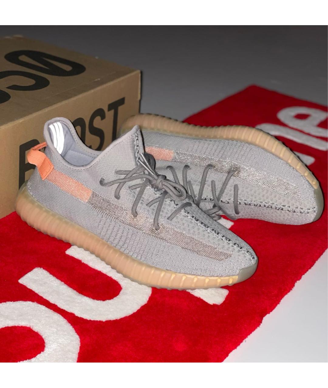 ADIDAS YEEZY Серые текстильные низкие кроссовки / кеды, фото 3
