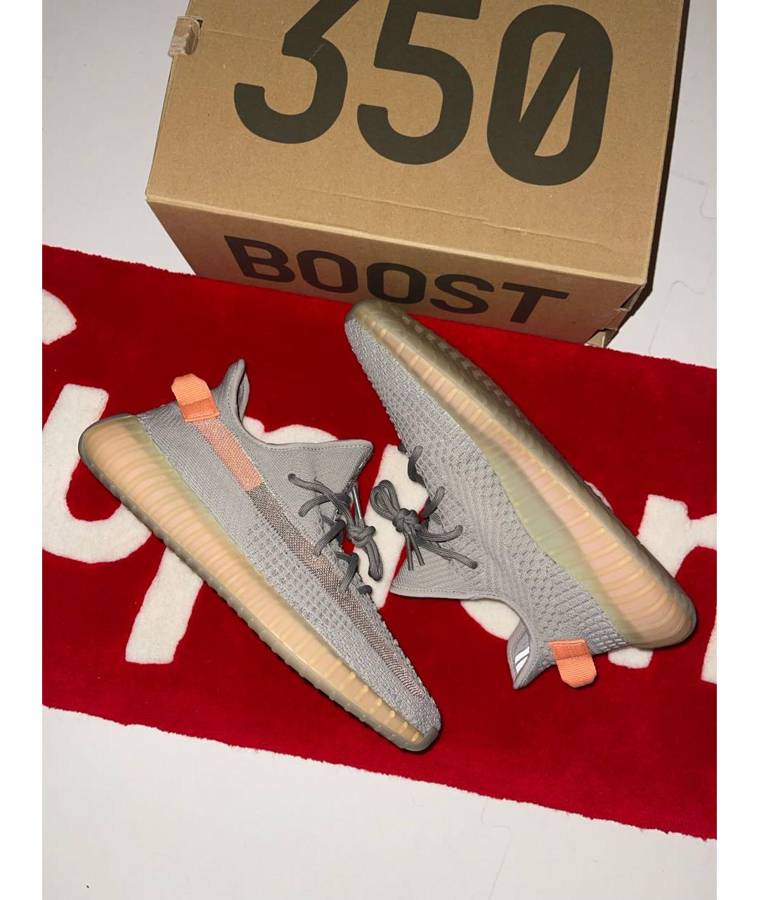 ADIDAS YEEZY Серые текстильные низкие кроссовки / кеды, фото 4