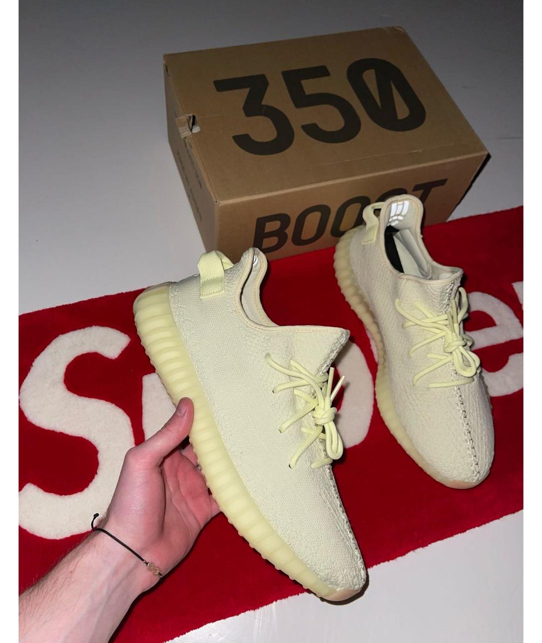 ADIDAS YEEZY Желтые текстильные низкие кроссовки / кеды, фото 2