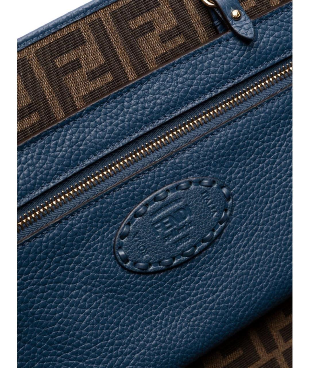 FENDI Синяя кожаная сумка тоут, фото 4