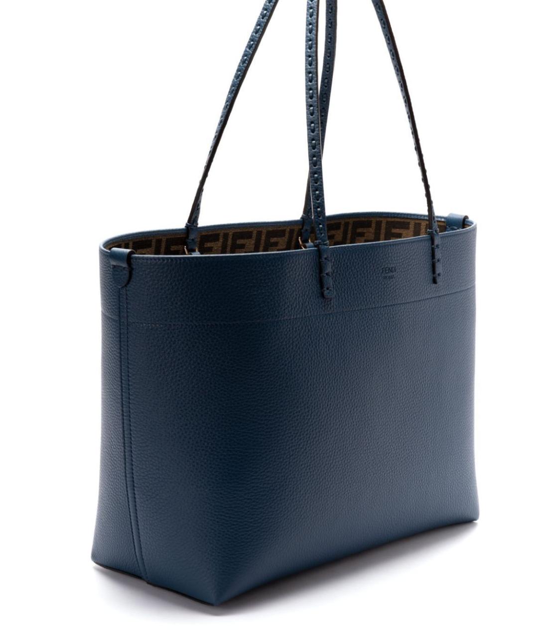 FENDI Синяя кожаная сумка тоут, фото 2