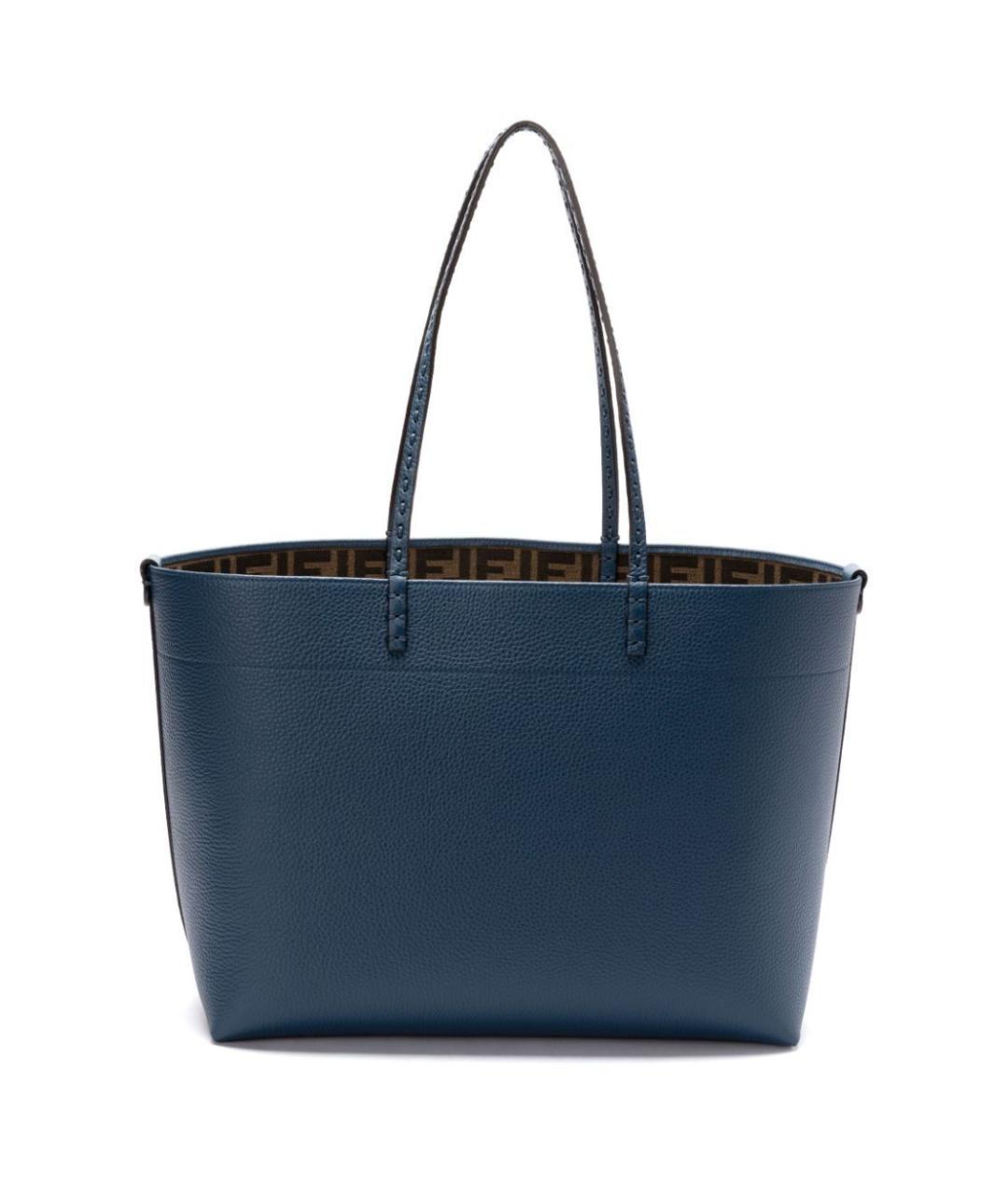 FENDI Синяя кожаная сумка тоут, фото 3
